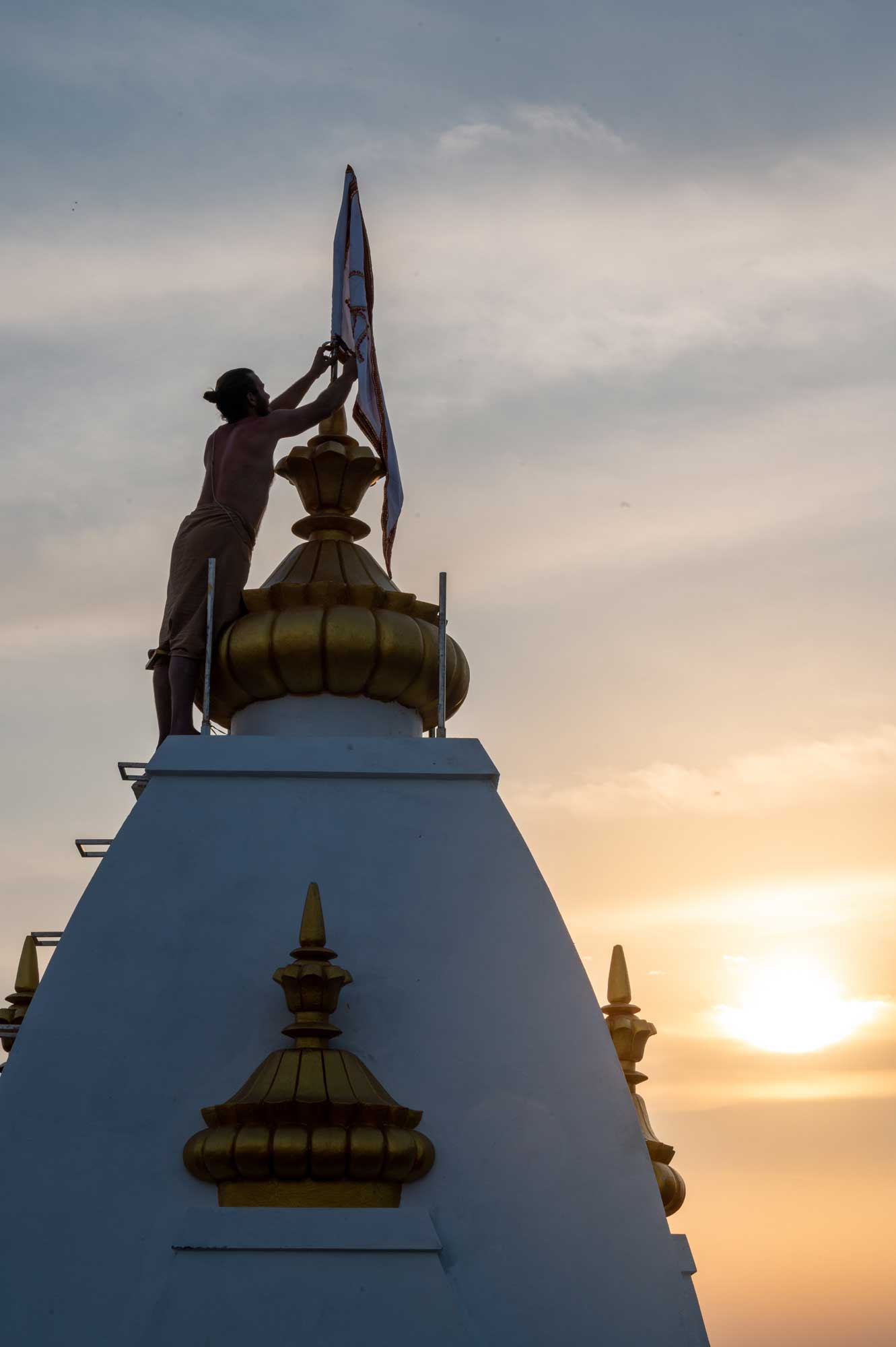 Rupanuga Bhajan Ashram Flag Hoisting on Temple Dome